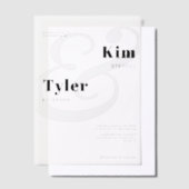 ミニマモダンルはっきりしたタイポグラフィ結婚のオーバーレイ ベラム紙招待状 (オフセット)