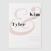 ミニマモダンルはっきりしたタイポグラフィ結婚のオーバーレイ ベラム紙招待状 (正面)