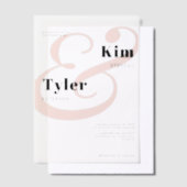 ミニマモダンルはっきりしたタイポグラフィ結婚のオーバーレイ ベラム紙招待状 (オフセット)