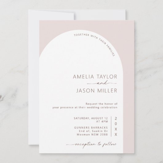 ミニマモダンルアーチフォト結婚式招待状 招待状 (正面)