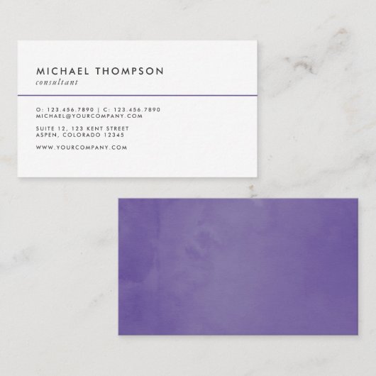 ミニマモダンルウォーター色ウルトラバイオレット 名刺 (正面/裏面)