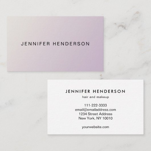 ミニマモダンルエレガントソフトピンクプロフェッショナル 名刺 (正面/裏面)