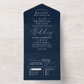 ミニマモダンルエレガントネイビーブルー結婚ホワイト オールインワン招待状 (内側)