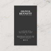 ミニマモダンルエレガントブラックインテリアデザイナー 名刺 (裏面)