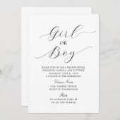 ミニマモダンルエレガントベビー性別開示 招待状 (正面/裏面)