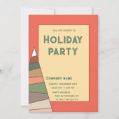 ミニマモダンルオレンジおもしろいホリデーパーティー 招待状 (正面)