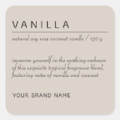 ミニマモダンルキャンドル化粧品製品ラベル スクエアシール (正面)