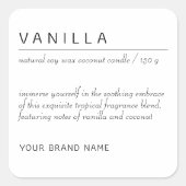 ミニマモダンルキャンドル化粧品製品ラベル スクエアシール (正面)