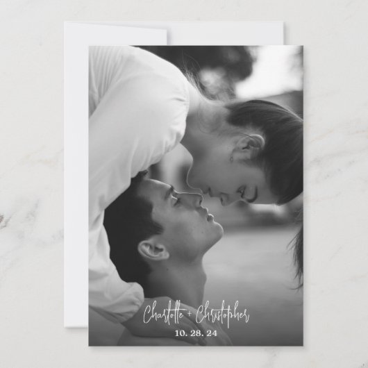 ミニマモダンルシンプルのスタイリッシュPhoto結婚's 招待状 (裏面)