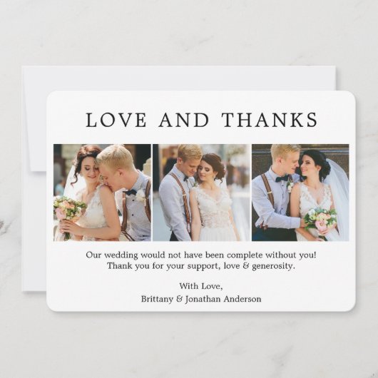 ミニマモダンルシンプルスの愛感謝してい3写真 サンキューカード (正面)