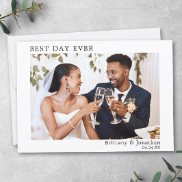 ミニマモダンルシンプルス結婚の最高の日の前 サンキューカード