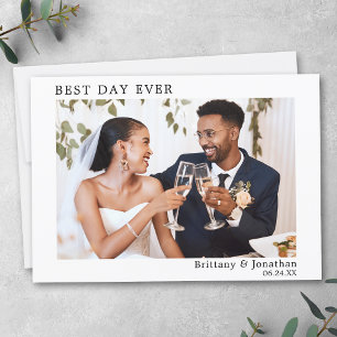 ミニマモダンルシンプルス結婚の最高の日の前 サンキューカード