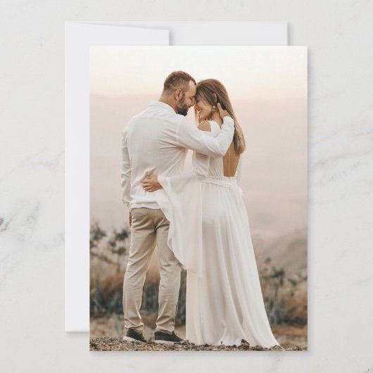 ミニマモダンルシンプル写真撮影ブライダルシャワー 招待状 (裏面)