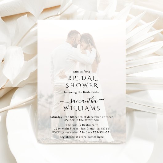 ミニマモダンルシンプル写真撮影ブライダルシャワー 招待状