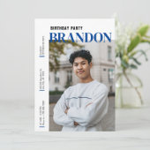 ミニマモダンルシンプル写真誕生日 招待状 (スタンド正面)
