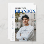 ミニマモダンルシンプル写真誕生日 招待状 (正面/裏面)