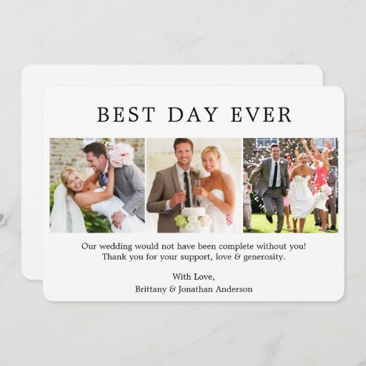 ミニマモダンルシンプル最高の的Day Ever 3写真 サンキューカード (正面/裏面)