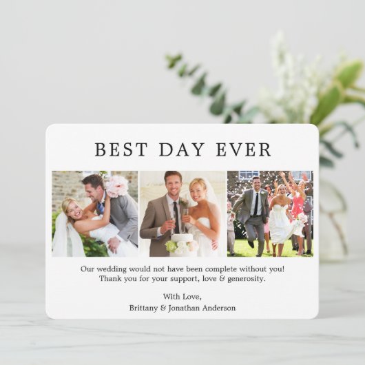 ミニマモダンルシンプル最高の的Day Ever 3写真 サンキューカード (スタンド正面)