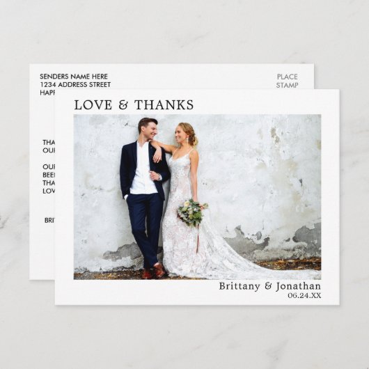 ミニマモダンルシンプル的な愛と感謝していの結婚愛 ポストカード (正面/裏面)