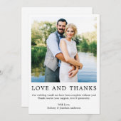 ミニマモダンルシンプル的な愛の感謝してい写真 サンキューカード (正面/裏面)