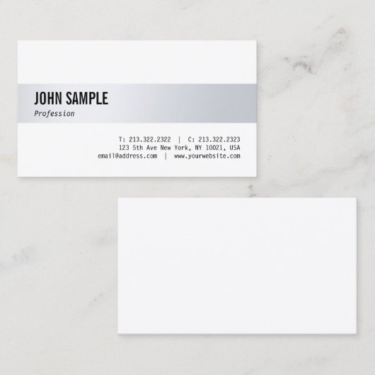 ミニマモダンルスタイリッシュプロフェッショナルシルバーシック 名刺 (正面/裏面)