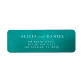 ミニマモダンルティール(緑がかった色)ブルー結婚ズ差出人住所 ラベル (正面)