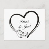 ミニマモダンルハート結婚カップルのリング ポストカード (正面)