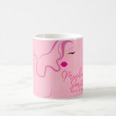 ミニマモダンルピンクの髪のスタイリングの波型ヘアスタイル コーヒーマグカップ (中央)