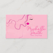 ミニマモダンルピンクの髪のスタイリングの波型ヘアスタイル 名刺 (正面)