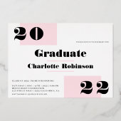 ミニマモダンルピンク2枚の写真を卒業 箔招待状 (裏面)