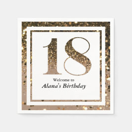 ミニマモダンルフェイク金ゴールドグリッター18歳 スタンダードカクテルナプキン