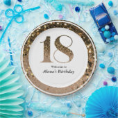 ミニマモダンルフェイク金ゴールドグリッター18歳 ペーパープレート (パーティー)