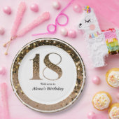 ミニマモダンルフェイク金ゴールドグリッター18歳 ペーパープレート (パーティー)