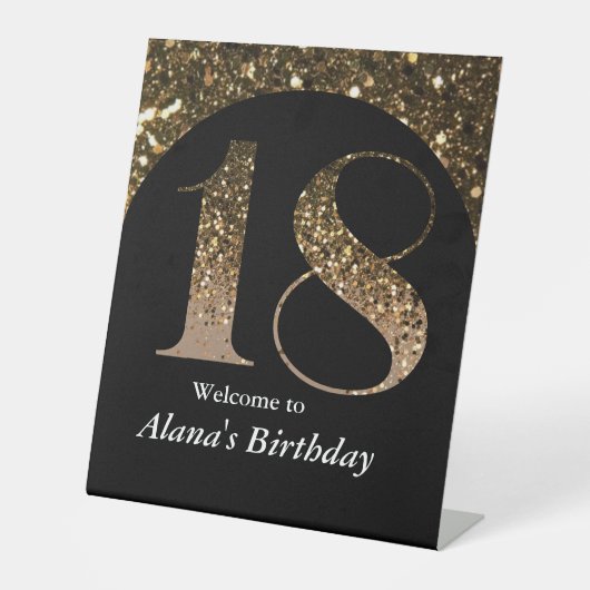 ミニマモダンルフェイク金ゴールドグリッター18歳 台座サイン (正面)