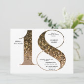 ミニマモダンルフェイク金ゴールドグリッター18歳 招待状 (スタンド正面)