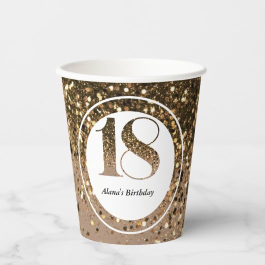 ミニマモダンルフェイク金ゴールドグリッター18歳 紙コップ (正面)