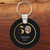 ミニマモダンルフェイク金ゴールドグリッター50歳 キーホルダー (正面)