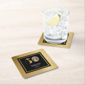 ミニマモダンルフェイク金ゴールドグリッター50歳 スクエアペーパーコースター (インサイチュ)