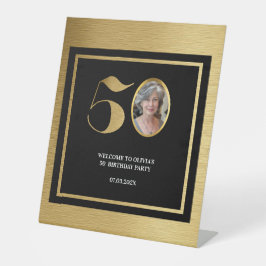 ミニマモダンルフェイク金ゴールドグリッター50歳 台座サイン