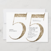 ミニマモダンルフェイク金ゴールドグリッター55歳 招待状 (正面)