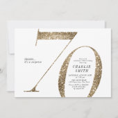 ミニマモダンルフェイク金ゴールドグリッター70歳 招待状 (正面)