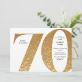ミニマモダンルフェイク金ゴールドグリッター70歳 招待状 (スタンド正面)