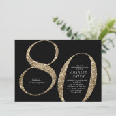 ミニマモダンルフェイク金ゴールドグリッター80歳 招待状 (スタンド正面)