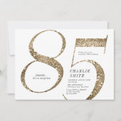 ミニマモダンルフェイク金ゴールドグリッター85歳 招待状 (正面)