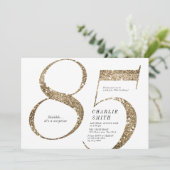 ミニマモダンルフェイク金ゴールドグリッター85歳 招待状 (スタンド正面)