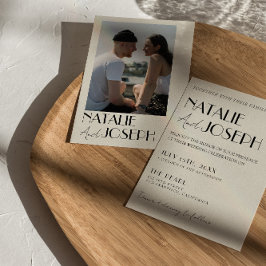 ミニマモダンルフランスのレトロ写真結婚の 招待状