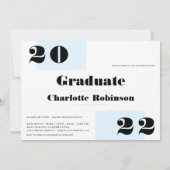 ミニマモダンルブルー2枚の写真を卒業 招待状 (裏面)