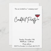 ミニマモダンルホリデーカクテルパーティー企業の 招待状 (正面/裏面)