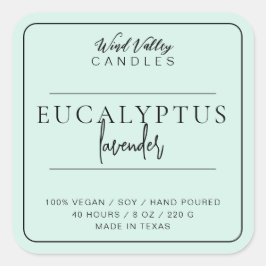 ミニマモダンルミントミントグリーンキャンドルラベル スクエアシール