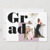 ミニマモダンルラベンダー2枚の写真を卒業 招待状 (正面)